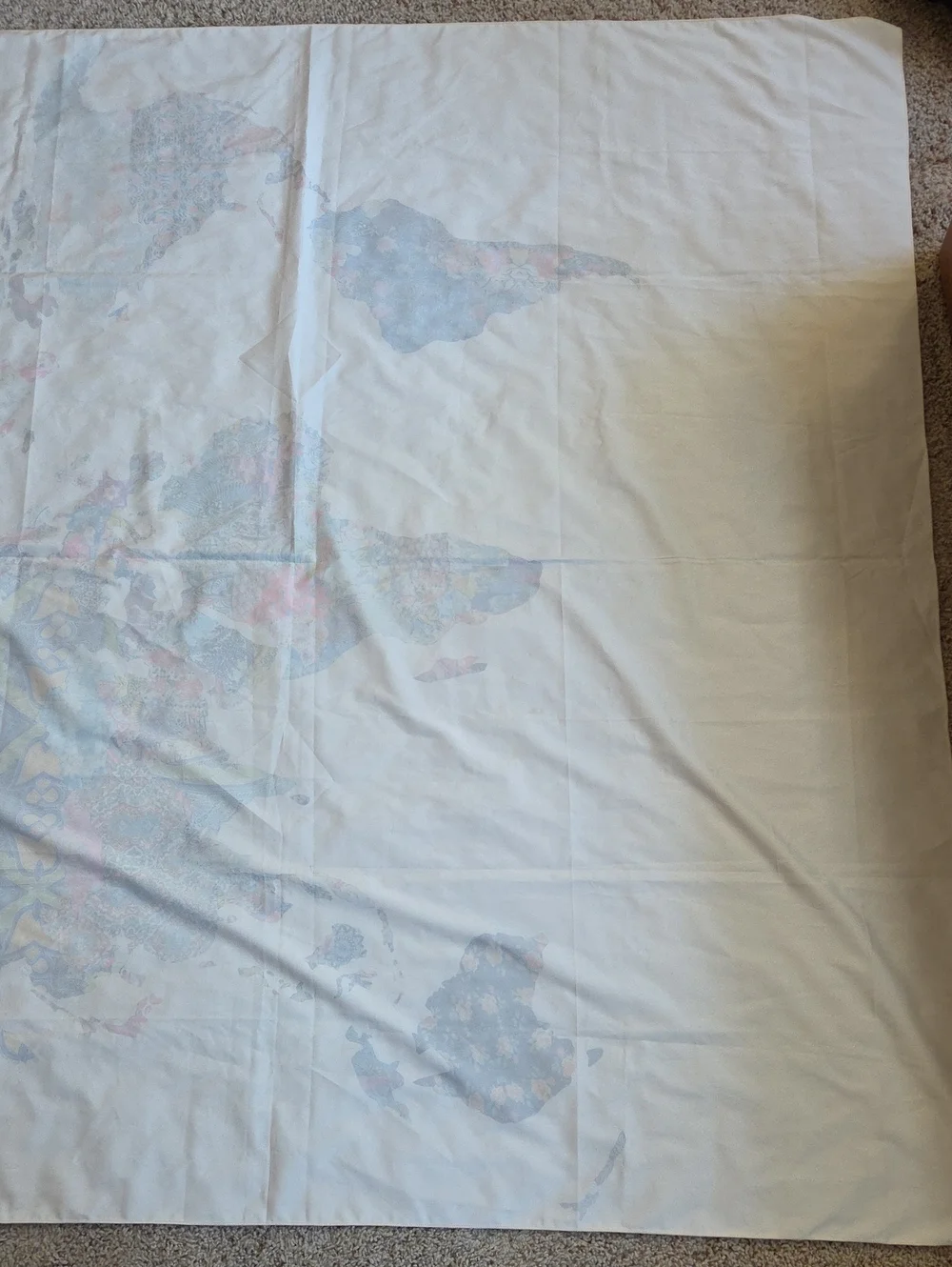 Cream Colored World Map Tapestry 57 In. Tall, 56 In. Wide